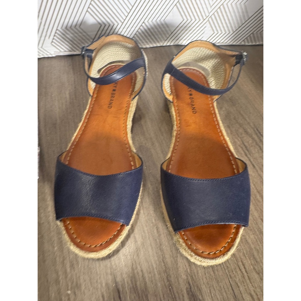 Lucky Brand Navy Blue Leather Espadrille Ankle Strap Sandals Flats Womens
9M 39